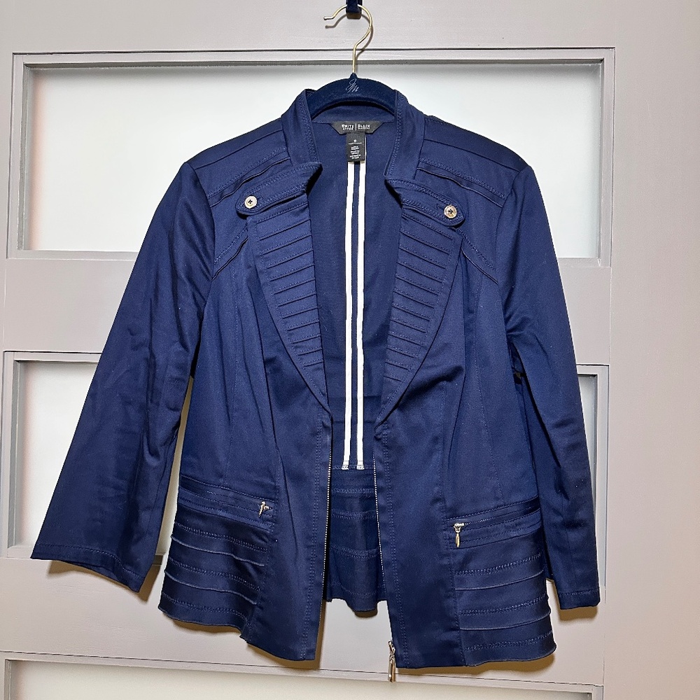 WHBM White House Black Market Women’s Navy Blue Structured Jacket – Size 10